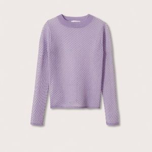 mango textured sheer sweater in purple XS new